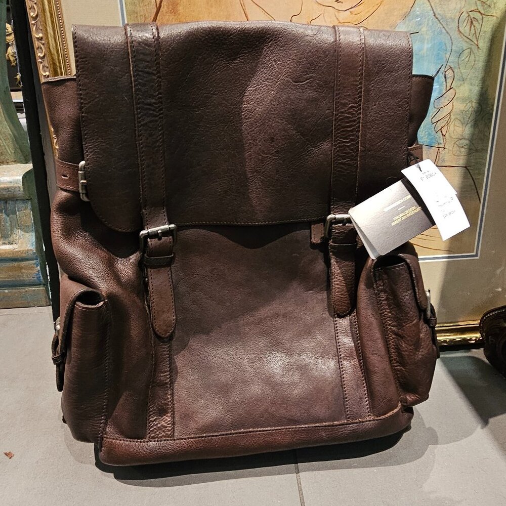 Bosca Vintage Full-Grain Italian Leather Laptop Backpack